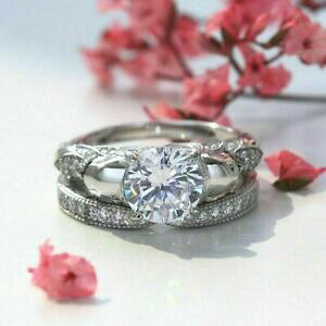 yzWG[EANZT[ CbTje}bVuVo[X^[OEFfBOZbg200ct moissanite massiccio 925 argento sterling fidanzamento nuziale anello set