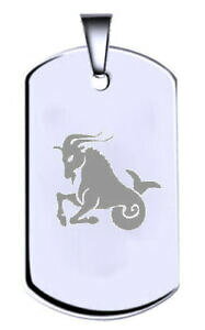 yzWG[EANZT[ Vo[X^[OeLXg^Ocapricorno argento sterling inciso nome testo army dog tag