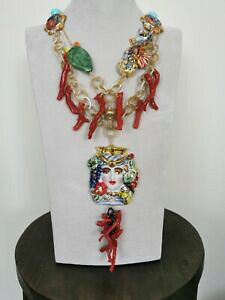 yzWG[EANZT[ J^W[lZ~bNlbNX^[RCYbhR[collana ceramica caltagirone , turchese e corallo rosso