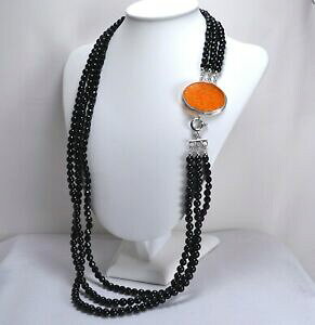 �y���������z�W���G���[�E�A�N�Z�T���[ �I�j�V���o�[�l�b�N���X���C���[�~�����[�g���I�[�o���W�F�C�hcollana in argento onice 3 fili 6 mm e giada ovale agln 069