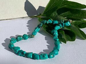 yzWG[EANZT[ AeB[NBe[Wi`^[RCYp[lbNXanticovintage naturale collana perle turchese 56g 20cm di lunghezza chiusura magnetica