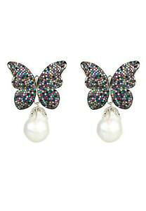 yzWG[EANZT[ COi`obNp[o^tCX^bh}`J[zCgVo[earrings natural baroque pearl butterfly stud multi coloured white 925 silver