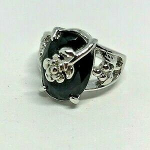 �y���������z�W���G���[�E�A�N�Z�T���[ ���B���e�[�W�V���o�[���^���u���b�N�A�Q�[�g�V���o�[���[�Y�����O�T�C�Yvintage argento metallo nero agata argento rose ring 1980 misura r12