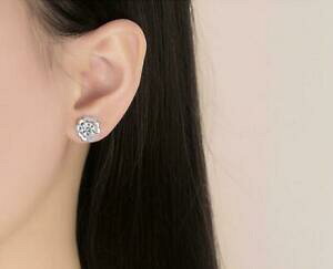 yzWG[EANZT[ Vo[{^COt[WRjECOorecchini a bottone argento 925 fiore con zirconio orecchini