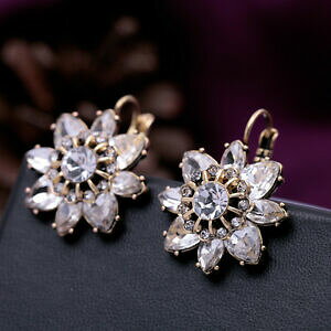 yzWG[EANZT[ CONX^NXgBe[WobNEFfBOh[Yorecchini dormeuse fiore cristallo class retro vintage barocco matrimonio a7