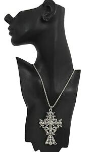 yzWG[EANZT[ Vo[^Ot@bVhbV[lbNXy_gNXubVOdonna argento metallo lungo moda collana dressy ciondolo croce blessing