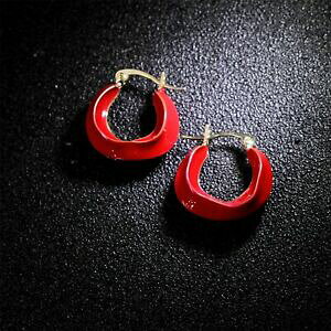 yzWG[EANZT[ COS[fNI[^cCXgS[hbLbhGiorecchini piccolo creolo dorato metallo twisted smalto rosso placcato oro 14k m5