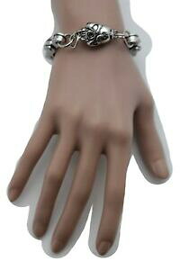 yzWG[EANZT[ Vo[t@bV^XPgXJ`[uXbgI[goCW[Wnuovo donna argento moda metallo scheletro teschio fascino bracciale moto maglie