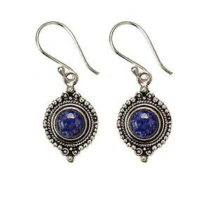 yzWG[EANZT[ Vo[uXEhsXYCOsilver brass round lapis lazuli gemstone earrings