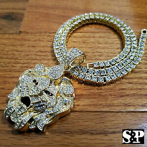 yzWG[EANZT[ qbvzbv}rbOCIwbhy_gejX`F[tBZbghip hop uomo iced grande testa di leone ciondolo amp; 16 18 20 1 catena da tennis fila