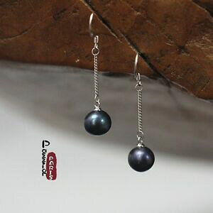 yzWG[EANZT[ COobNp[ubNO[Vo[orecchini sottile perle da coltivazione barocco grigio nero argento 925 tz2 b19