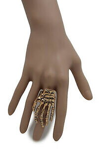 �y���������z�W���G���[�E�A�N�Z�T���[ �t�@�b�V�����}�b�V�u���^���S�[���h�����O�X�P���g���n���h�X�J���n���E�B���T�C�Ymoda donna massiccio metallo oro anello scheletro mano teschio halloween taglia