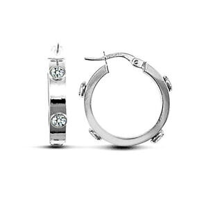 【送料無料】ジュエリー・アクセサリー ホワイトゴールドスクエアチューブフープイヤリングフープ9ct oro bianco cz tubo quadrato orecchini cerchi 4mm 20mm