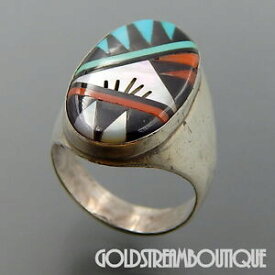 【送料無料】ジュエリー・アクセサリー レスリーグラディスラミーズニシルバースターリングモザイクオーバルリングサイズleslie gladys lamy zuni argento sterling mosaico gemma inserto ovale anello size