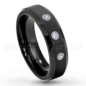 yzWG[EANZT[ AWXgXg[OtFuCIbL[`[ubN^OXeO021ctw ametista 3stone anello,febraio portafortuna,nero ip tungsteno anello