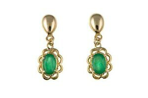 yzWG[EANZT[ AGhS[hnMOCO9ct oro vero smeraldo orecchini pendenti