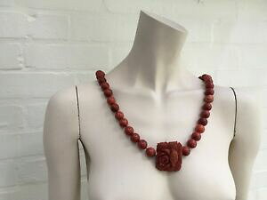 yzWG[EANZT[ TSp[XEFbgsNt[wr[OlbNX226g heavy lunga collana con perle di corallo naturale sudore fiore rosa intagliati a mano