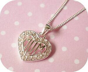 yzWG[EANZT[ WRYX^[OVo[}}n[gy_glbNX?{bNX925 argento sterling con zirconi cz mum ciondolo cuore collana ~ confezione regalo