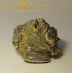 yzWG[EANZT[ ThVo[z[XwbhOOO925 sella dargento testa di cavallo anello ring 65 grammi immerse nel 9 ctgold