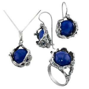 yzWG[EANZT[ X^[OVo[y_gCOOZbgi`sXYpendente argento sterling orecchini e set anello con naturale lapislazzuli