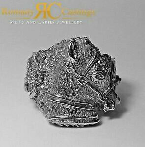 yzWG[EANZT[ Thv`iOfBbvTCY925 argento lucidate sella grande testa di cavallo anello di platino immersi taglia x