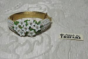 yzWG[EANZT[ t@^XeBbNgt@jEuXbgKXfantastico braccialetto trifari trifanium dorato metallo smaltato e fiorellini c