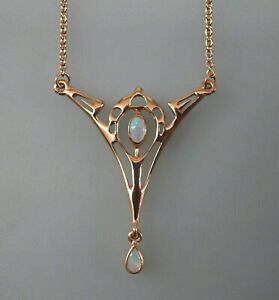 yzWG[EANZT[ Vo[S[hbLbhA[k[{[Ip[lbNX9906030ds 925er argento placcato oro rosso collana stile art nouveau opale