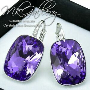 yzWG[EANZT[ XtXL[NX^Vo[COR^Uje925 orecchini argento cristalli di swarovski R 14mm rettangolotanzanite