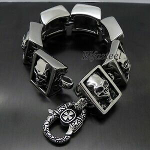 �y���������z�W���G���[�E�A�N�Z�T���[ �����Y�r�b�O�X�J���w�r�[�X�J���X�e�����X�X�`�[���o�C�J�[�����N�u���X���b�gmens grande teschio pesanti 316l acciaio inox biker bracciale link quadrato 85