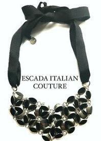 【送料無料】ジュエリー・アクセサリー クチュールブラッククリスタルネックレスシルバーリボンescada couture nero cristallo collana con nastro dargento