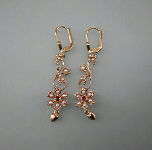 yzWG[EANZT[ Vo[S[hbLbhoeBCOr[p[9906040 925er argento placcato in oro rosso liberty orecchini con rubin perle