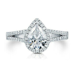 �y���������z�W���G���[�E�A�N�Z�T���[ ���A���J�b�g���C�b�T�j�e�\���b�h�z���C�g�S�[���h158 kt pera taglio vero moissanite fidanzamento anello 14k solido bianco oro 8