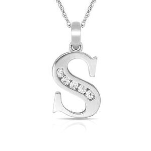 yzWG[EANZT[ ^[y_glbNXzCgS[hlettera s cm iniziale ciondolo collana 14k oro bianco