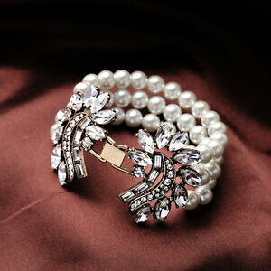 yzWG[EANZT[ S[fuXbgBe[WzCgp[lbNXIWiGCWI[vbraccialetto dorato tre collana perle bianco vintage eta originale aperto ct4