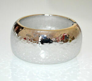 yzWG[EANZT[ Vo[uXbg^n}[bracciale argento rigido donna ovale a schiava metallo bombato martellato a29