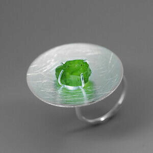 yzWG[EANZT[ \bhVo[j[NEhOanello tondo unico con gemma naturale di personalita in argento massiccio 925