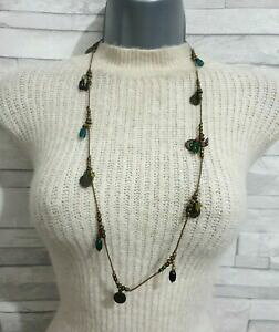 yzWG[EANZT[ lbNXg[uYp[WG[lunga collana con stringa di tono bronzo perle amp; monete bigiotteria dichiarazione