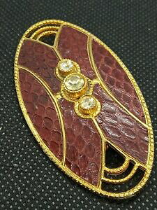 �y���������z�W���G���[�E�A�N�Z�T���[ ���B���e�[�W���^���x�O�Xbroche vintage metal dore cuir et strass ref s422