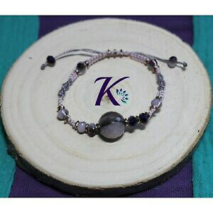 yzWG[EANZT[ uXbg}NAWX^ug[YoCIbgyAQ[geCeFbracelet macrame ajustable tons rose violet perles agate teinte et verre