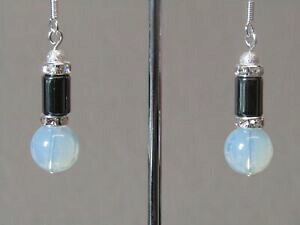 �y���������z�W���G���[�E�A�N�Z�T���[ ���[���X�g�[���u���b�N�w�}�^�C�g�N���X�^���V���o�[�C�������Olopalite moonstone, nero ematite amp; luccicante cristallo orecchini argento sterling