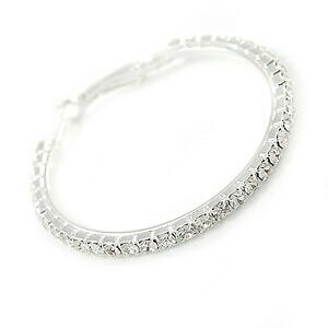 yzWG[EANZT[ ~fBACgNX^Vo[g[^t[vCO45mm medio chiaro cristallo orecchini a cerchio in metallo tono argento