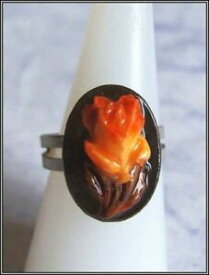 【送料無料】ジュエリー・アクセサリー バグヴィンテージアンレジーヌオレンジブロンズシュルアノーレグラブルアルジャンテルカボションbague vintage en resine orange bronze sur anneau reglable argente le cabocho