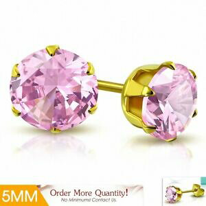 yzWG[EANZT[ EhCOCS[fXeXX`[bV[5mm orecchini rotondo in acciaio inossidabile dorato con rondelle e