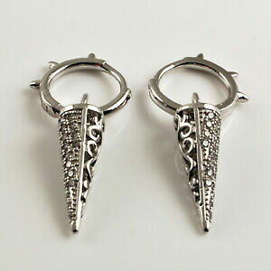 yzWG[EANZT[ Vo[NX^`bvT[N_OnMOCO925 argento riempito 2 in 1 filigrana punta cristallo cerchio dangle orecchini pendenti