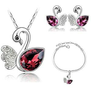 yzWG[EANZT[ O[zCgS[hbLy_gCOuXbgZbgNX^XtXL[glow biancogold plated pendant orecchini bracciale set cristallo s