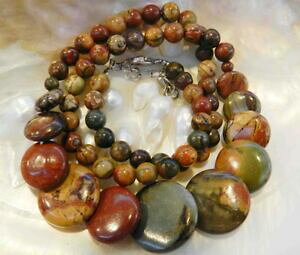 yzWG[EANZT[ sJ\WXp[EhRCr[YlbNX620 mm effetto multicolore picasso jasper round amp; monete perline collana jn46