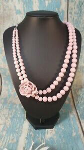 yzWG[EANZT[ r[YRX`[lbNX[U[YC_uvX`bNXbhlinea donna rosa rose doppio filo in plastica con perline a fiori costume collana
