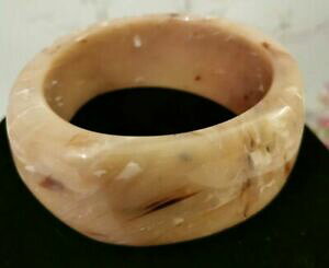 【送料無料】ジュエリー・アクセサリー ベージュブレスレットプラスチックプラスチックvintage con larghe in plastica effetto marmo a trama grossa beige bracciale in plastica a18