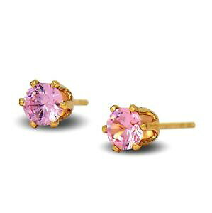 yzWG[EANZT[ sN[uCOS[h18ct oro riempito da donna orecchini a lobo con cristalli rosa cz 18k gf 5mm