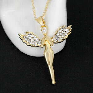 yzWG[EANZT[ S[WXS[hGWFEBOy_gbLXgX`F[lbNXsplendido ciondolo ali dangelo oro placcato strass collana su catena